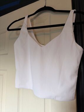 White V-Neck Women's Tank crop Top